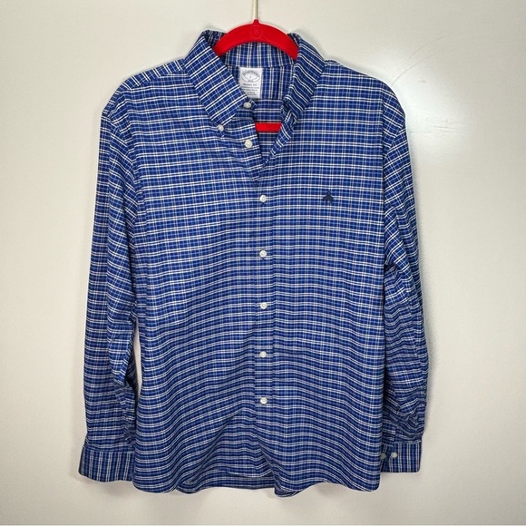 Brooks Brothers Blue and‎ White Casual Regent Fit Button Down Shirt size L 279 - Picture 6 of 9
